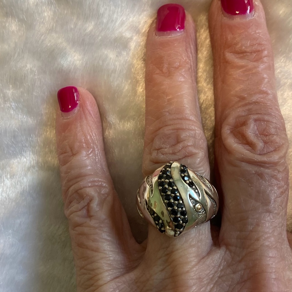 Devata Sterling Silver 18k Gold Dot Accent Ring